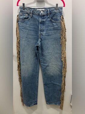 MOTHER THE FRINGE HALFPIPE BUTTON SNEAK HIGH RISE JEANS